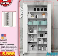 EVDEMO 2 KAPAKLI ERZAK/KİLER DOLABI fiyat ve kampanya bilgisi